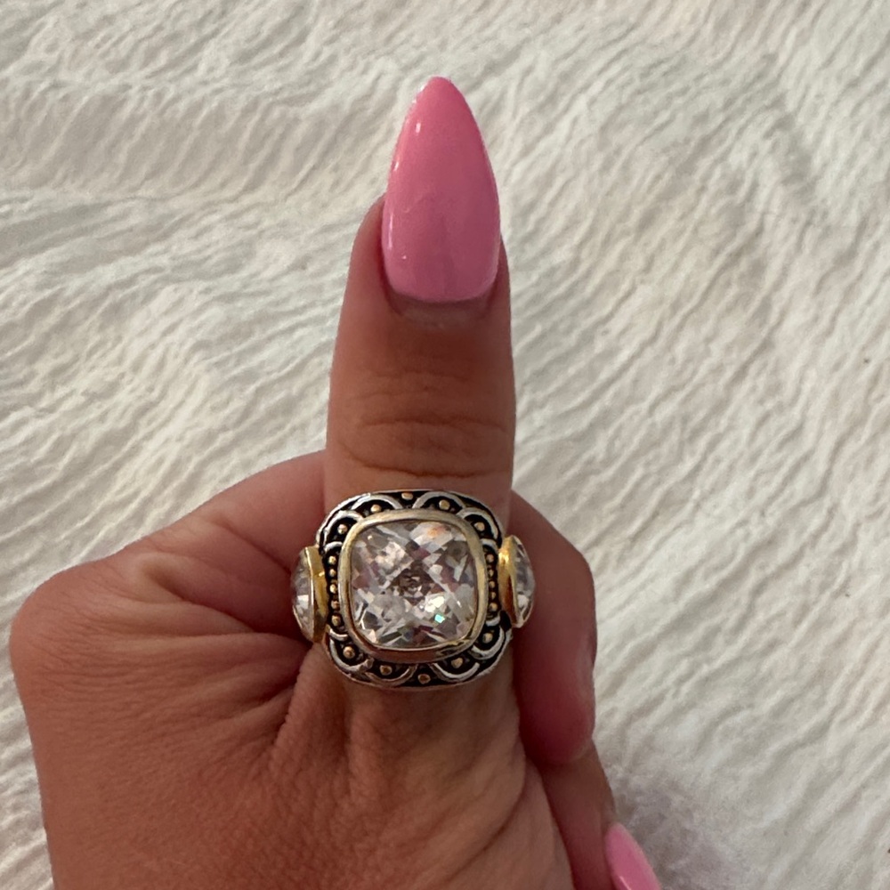 Elegant Gold and Silver Statement Ring